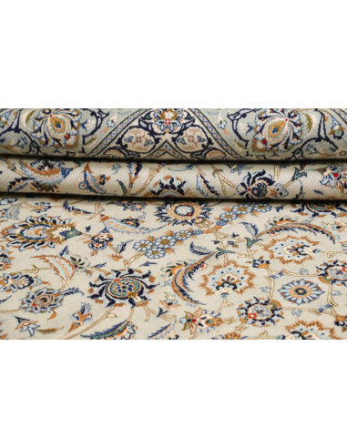 Hand Made Rug Kashan Persia 273x388 Cream Blue