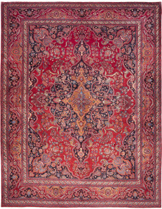 Tappeto Mashad Persia 303x390 Rosso Rubino Blu