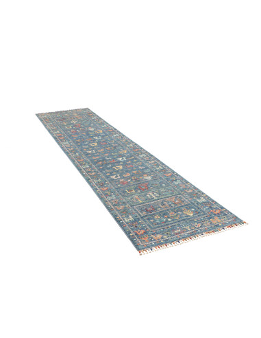 Tappeto Rubin Pakistan 78x302 Blu Petrolio Ocra