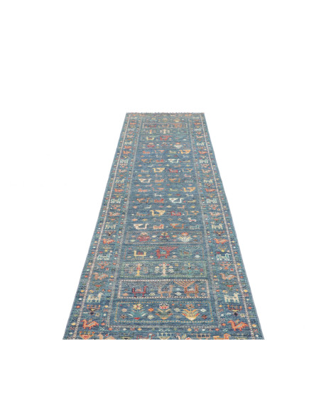 Tappeto Rubin Pakistan 78x302 Blu Petrolio Ocra