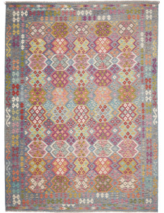 Rug Kilim Afghanistan 264x360 Grey Blue Pink Fu