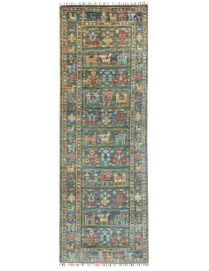 Rug Rubin Pakistan 76x237 Petrol Blue Ocher Rus
