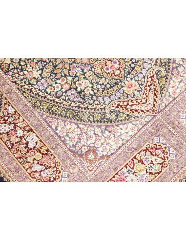 Rug Ghom Silk Persia 101x155 Dark Blue Beige Pi