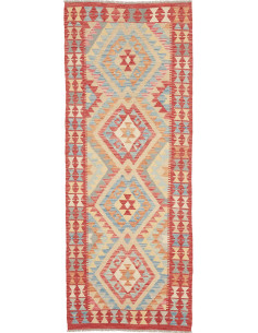 Tappeto Kilim Afghanistan 77x199 Rosso Crema Bl