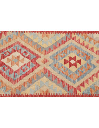 Tappeto Kilim Afghanistan 77x199 Rosso Crema Bl