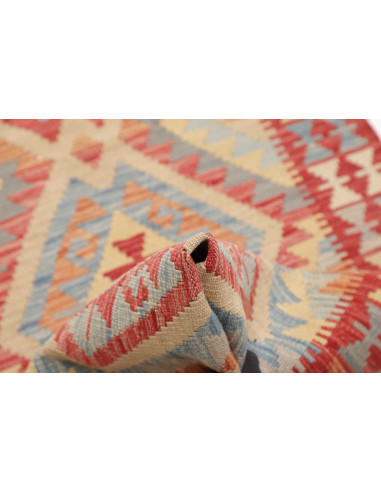 Tappeto Kilim Afghanistan 77x199 Rosso Crema Bl