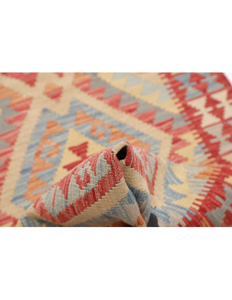Tappeto Kilim Afghanistan 77x199 Rosso Crema Bl