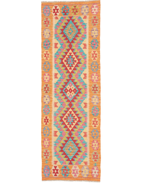 Rug Kilim Afghanistan 63x192 Orange Red Turquoi
