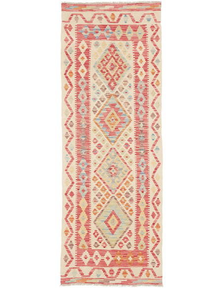 Tappeto Kilim Afghanistan 65x189 Crema Rosso Co