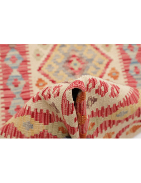 Tappeto Kilim Afghanistan 65x189 Crema Rosso Co