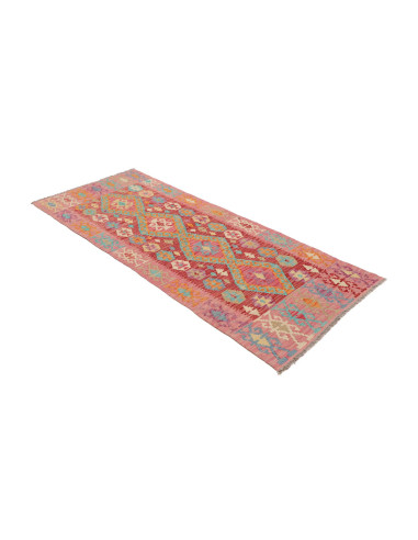 Rug Kilim Afghanistan 80x196 Red Pink Turquoise