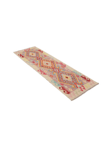 Rug Kilim Afghanistan 61x197 Cream Coral Red Li