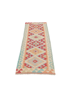 Rug Kilim Afghanistan 55x193 Cream Red Blue Ora 2