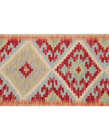 Rug Kilim Afghanistan 55x193 Cream Red Blue Ora