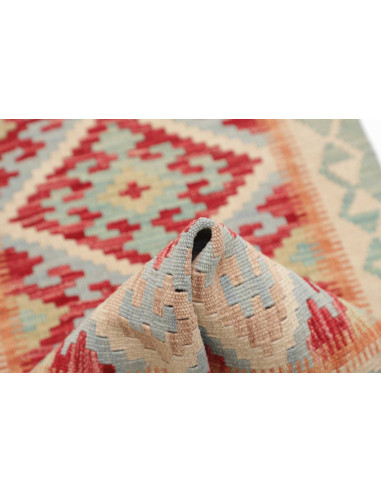 Tappeto Kilim Afghanistan 55x193 Crema Rosso Az
