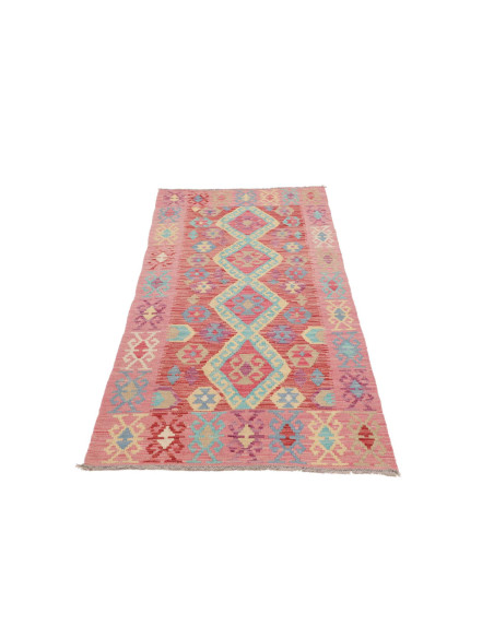 Tappeto Kilim Afghanistan 81x190 Rosa Rosso Azz