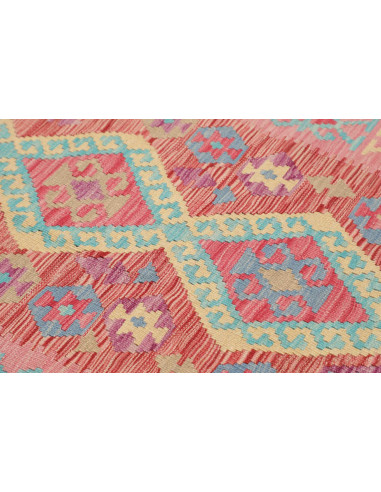Rug Kilim Afghanistan 81x190 Pink Red Light Blu