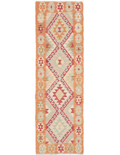 Rug Kilim Afghanistan 62x195 Orange Red Cream G