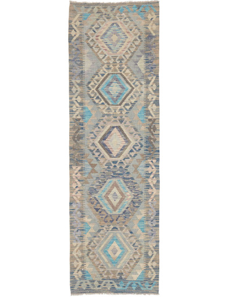Rug Kilim Afghanistan 62x199 Blue Sky Blue Beig