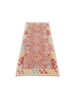 Tappeto Kilim Afghanistan 63x193 Rosa Rosso Cre 2