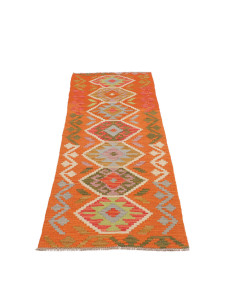 Rug Kilim Afghanistan 62x195 Orange Green Blue 2