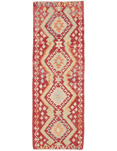 Rug Kilim Afghanistan 62x187 Red Cream Light Bl
