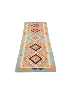 Rug Kilim Afghanistan 60x192 Aqua Blue Orange C 2