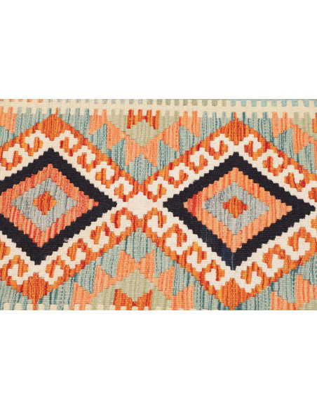 Rug Kilim Afghanistan 60x192 Aqua Blue Orange C