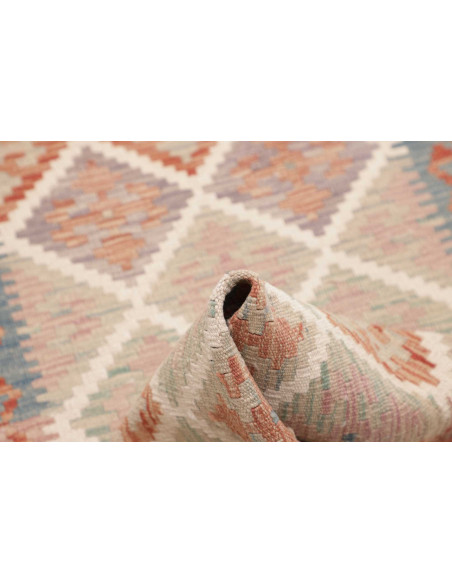 Tappeto Kilim Afghanistan 62x194 Terracotta Blu