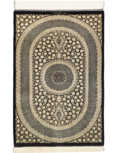 Rug Ghom Silk Persia 61x91 Black Cream