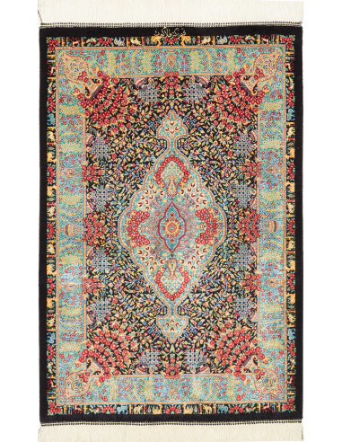 Tappeto Ghom Seta Persia 61x91 Nero Rosso