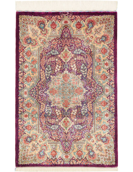 Rug Ghom Silk Persia 61x94 Purple Cream
