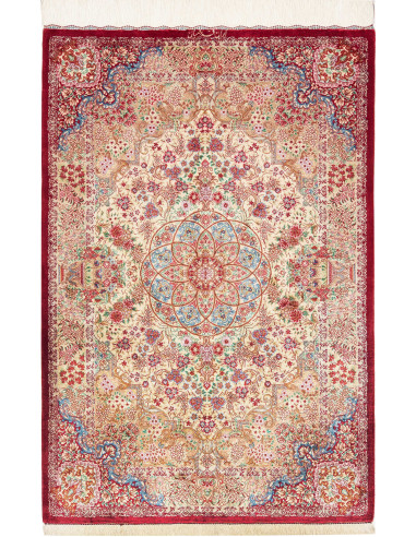 Rug Ghom Silk Persia 81x118 Cream Red