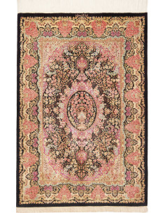 Tappeto Ghom Seta Persia 79x120 Nero Rosa