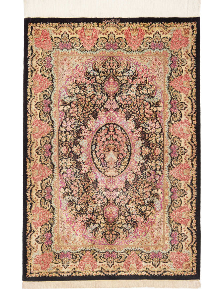 Rug Ghom Silk Persia 79x120 Black Pink