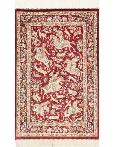Tappeto Ghom Seta Persia 80x124 Rosso Cremisi D