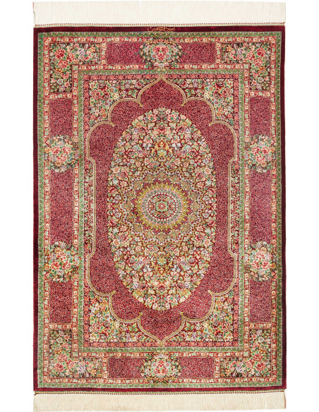 Rug Ghom Silk Persia 81x118 Ruby Red Burgundy