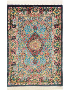 Tappeto Ghom Seta Persia 78x117 Turchese Borgog