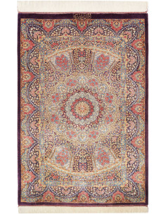 Rug Ghom Silk Persia 81x123 Deep Aubergine Sky