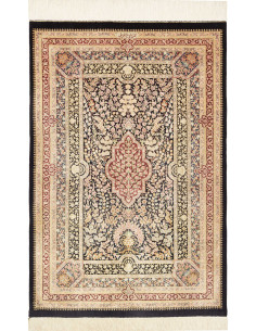 Rug Ghom Silk Persia 79x118 Black Cream