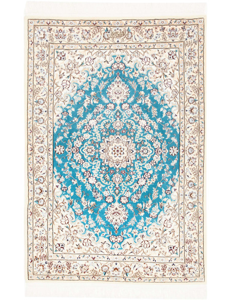 Tappeto Nain 6la Persia 84x127 Turchese Crema