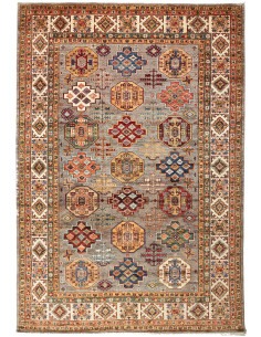 Tappeto Kazak Fine Pakistan marrone grigio 210x307