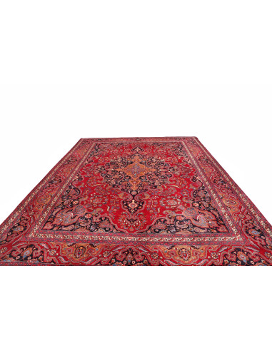 Tappeto Mashad Persia 303x390 Rosso Rubino Blu