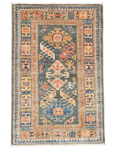 Kazak Fine 63x97 Cm Kazak Fine, Pakistan, Hand-carded Wool,