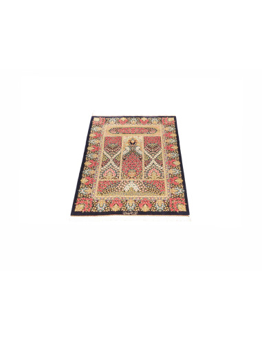 Ghom Silk Persia Abstract Blue Red 60x90 Cm