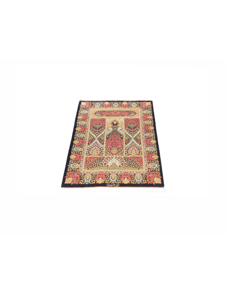 Ghom Seta Persia Astratto Blu Rosso 60x90 Cm