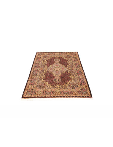Ghom Seta Persia Medaglione Bordeaux Oro...
