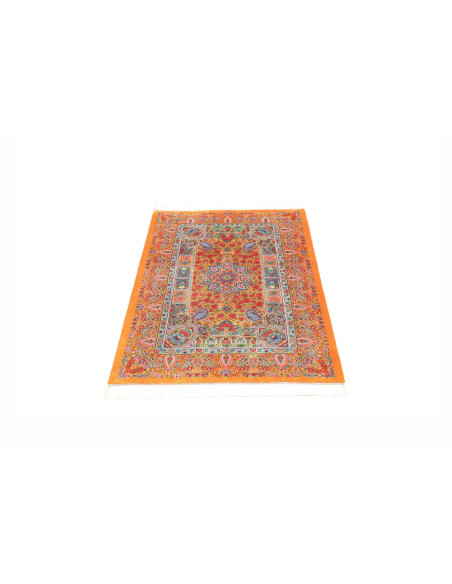 Ghom Silk Persia Medallion Yellow Red 81x121 Cm
