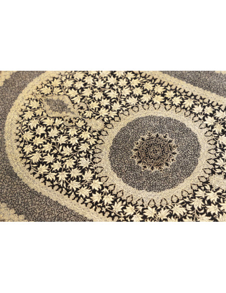 Rug Ghom Silk Persia 61x91 Black Cream