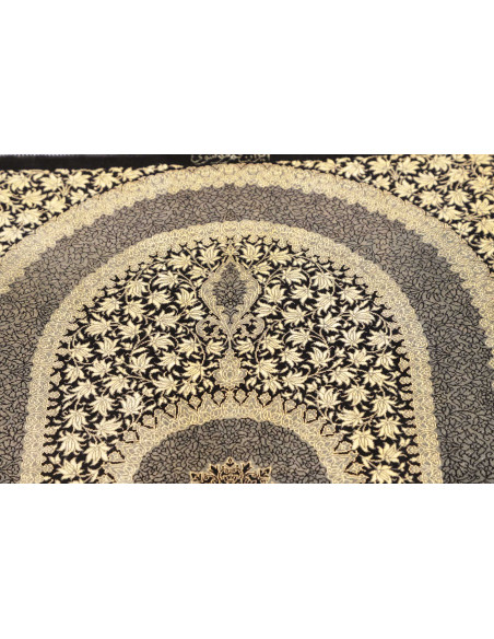 Rug Ghom Silk Persia 61x91 Black Cream